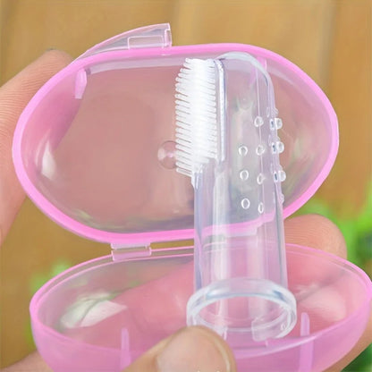 5 PCS Pet Finger Toothbrush Set - Soft Silicone Tooth Brush for Cats & Dogs, Gentle Dental Care withPink Storage Case, Easy Grip