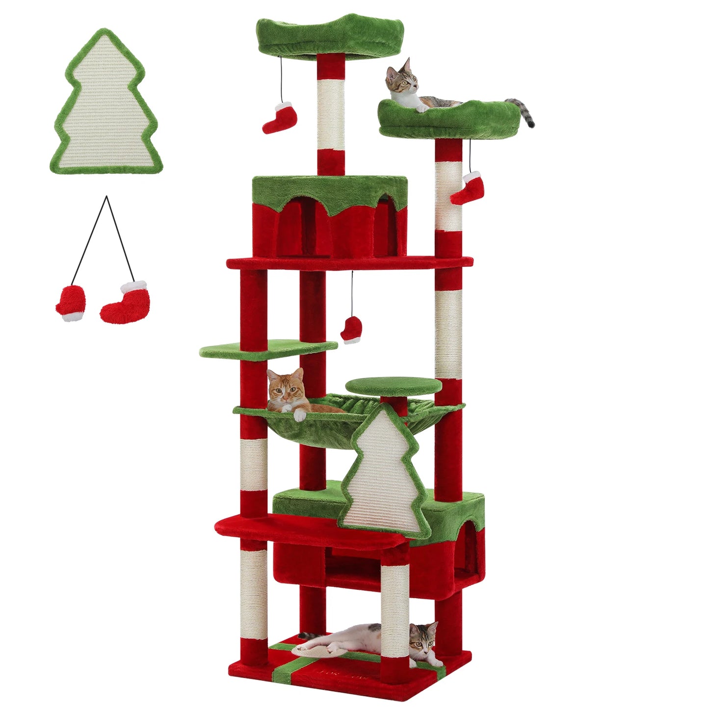 Large Cat Tree and Tower for Indoor Cats With Sisal-Covered Scratching Posts, Spacious Hammock, Padded Perches and Condos Cat Toys