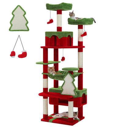 Large Cat Tree and Tower for Indoor Cats With Sisal-Covered Scratching Posts, Spacious Hammock, Padded Perches and Condos Cat Toys