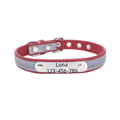Custom Engraved Leather Dog Collar , Personalized with Name Phone Number, Adjustable Puppy for Medium Large Pet, Gift for Owner