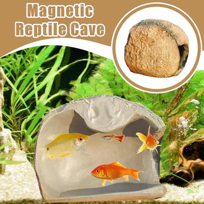 Magnetic Reptile Cave Simulated Rock, Shelter House Aquarium, Fish, Shrimp, Reptile , Magnetic Resin Hide Caves