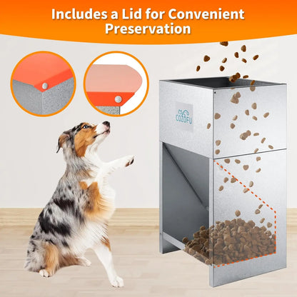 Automatic Gravity Pet Feeder for Dogs, 25lb Capacity, Indoor Outdoor Use, Rust-Resistant Metal