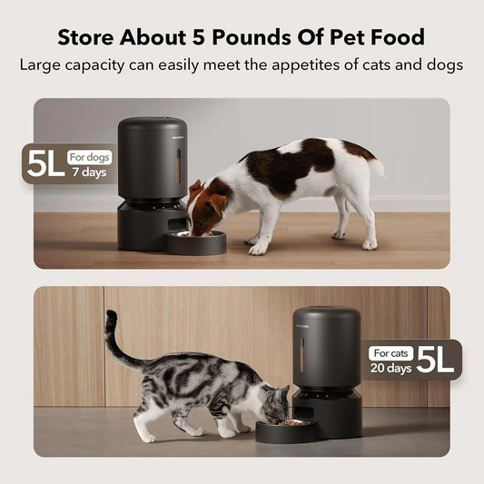 Smart Automatic Pet Feeder with App Control, Voice Assistant Compatibility, and Backup Power for Cats and Dogs