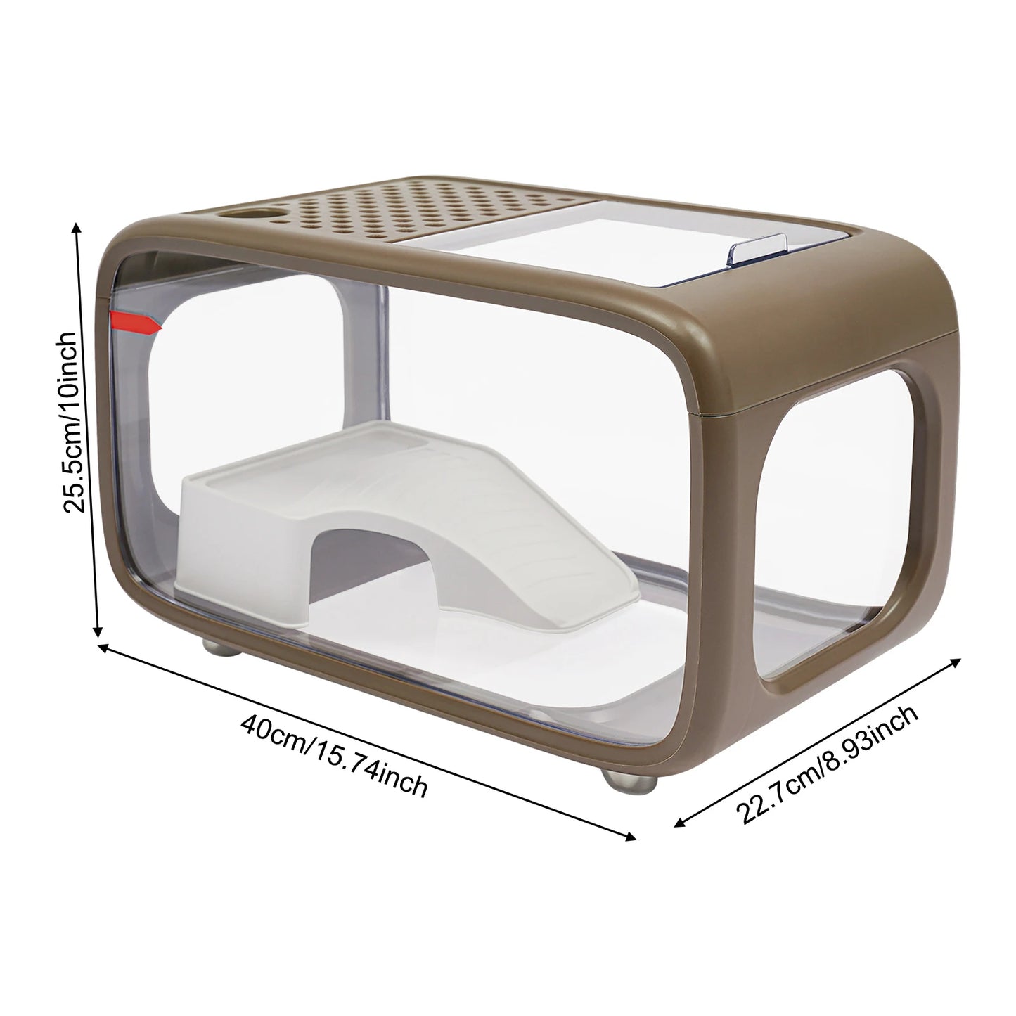 Aquarium Fish Tank|, 3.17 Gallon with Climbing Rack|Brown/White