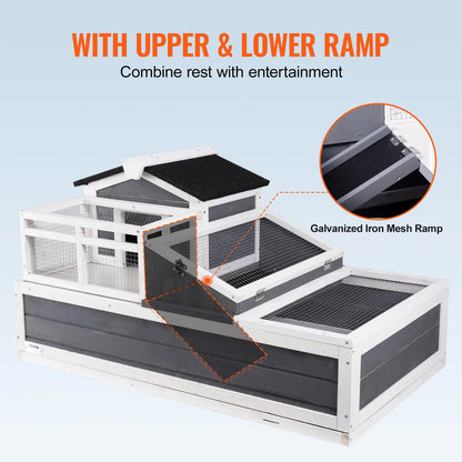 Tortoise Habitat, Wooden House with Adjustable Lamp Holder, Reptile Enclosure, Small Animal Cage for Gecko Lizard