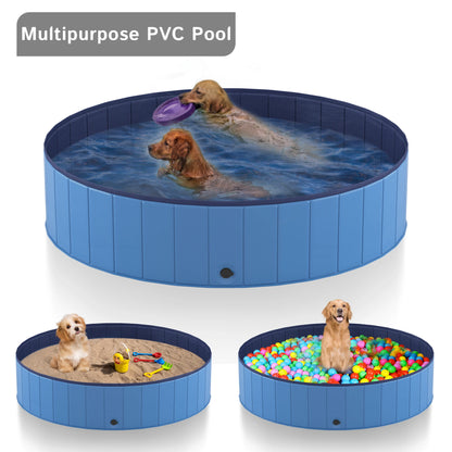 Portable Dog Pool, Foldable Pet Swimming Tub, Anti-Slip Collapsible, Hard Plastic Bath Pool
