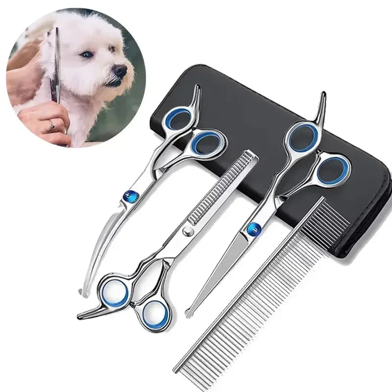 Ambidextrous Pet Safe Scissors, Stainless Steel Dog Grooming Shears with round Head for Precision Trimming