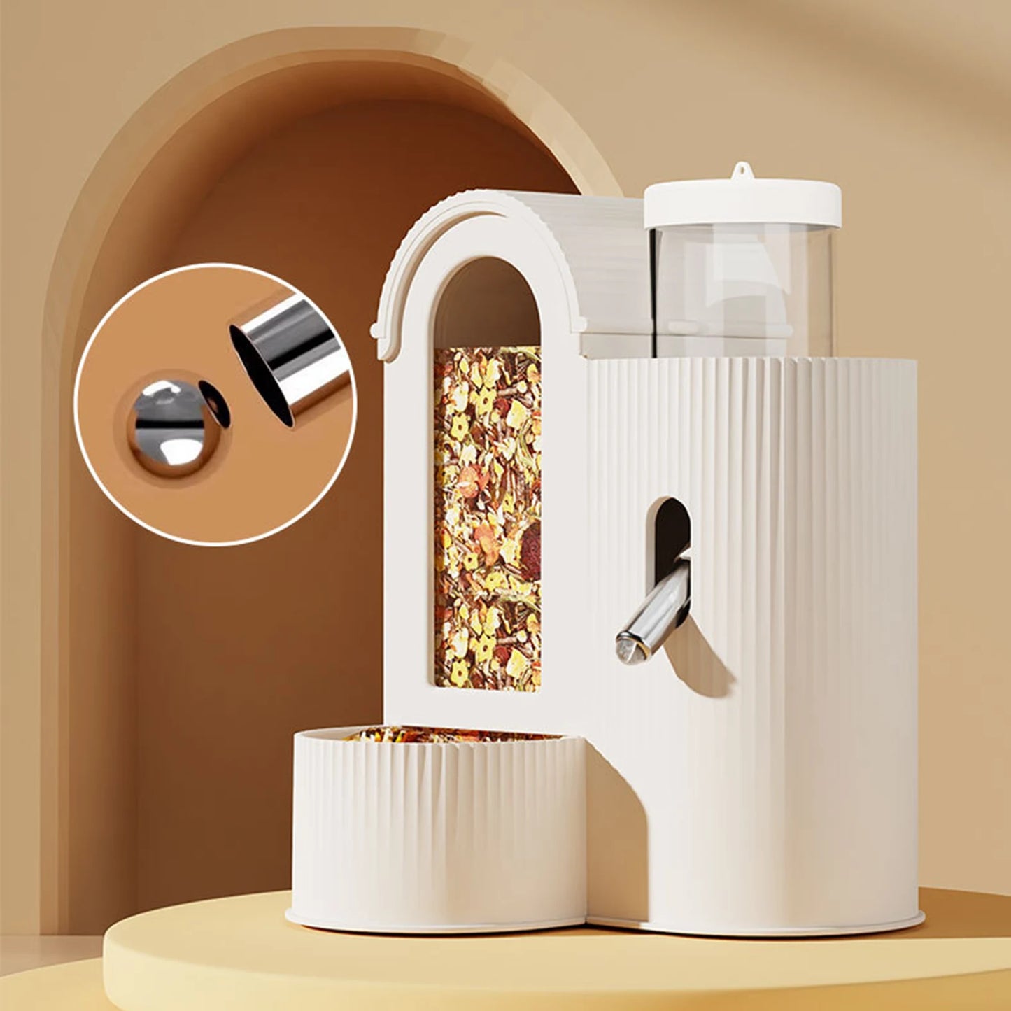 2-in-1 Automatic Food Bowl Large Capacity Hamster Feeder And Waterer Automatic Hamster Feeder No Drip for Hamster Guinea Pig Rat
