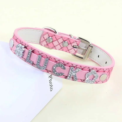 Bling Rhinestone Puppy Dog Collars, Personalized Small Dogs, Chihuahua Collar Custom, Cat Necklace, Free Name Charms