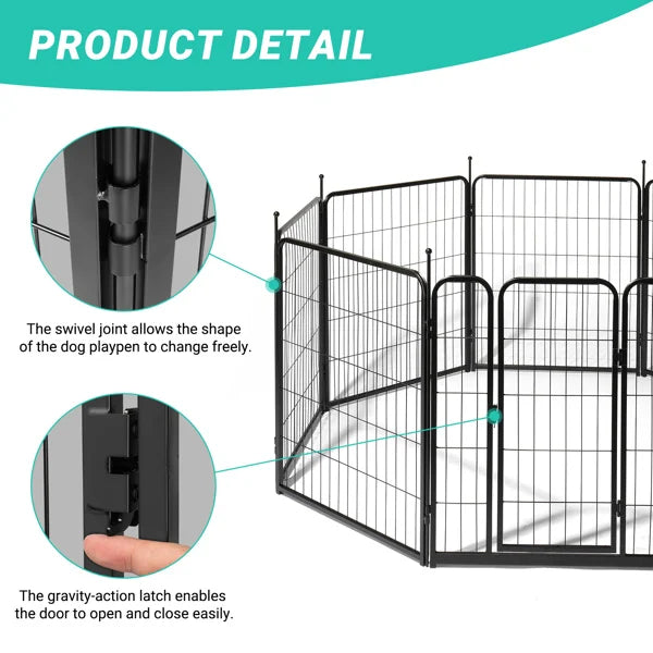 Dog Playpen , 32" Height 8 Panels Metal, Outdoor Exercise with Door for RV,