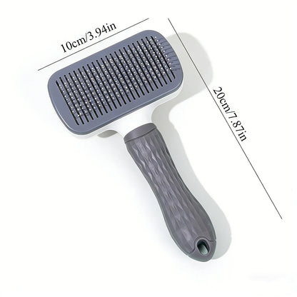 Pet Grooming Brush with One-Click Hair Removal, Bent Needle, Massaging Comb for Dogs & Cats