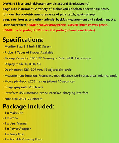 Handheld Vet Ultrasound Machine for Small Pet Dogs and Cats
