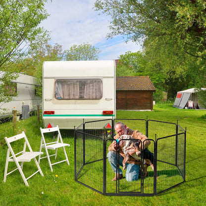 Dog Playpen , 32" Height 8 Panels Metal, Outdoor Exercise with Door for RV,