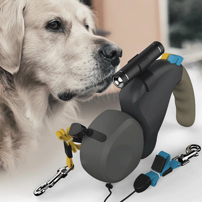 For 2 Dogs Walking Pet Belt Retractable, Adjustable Double with Light Dual Dog Leash