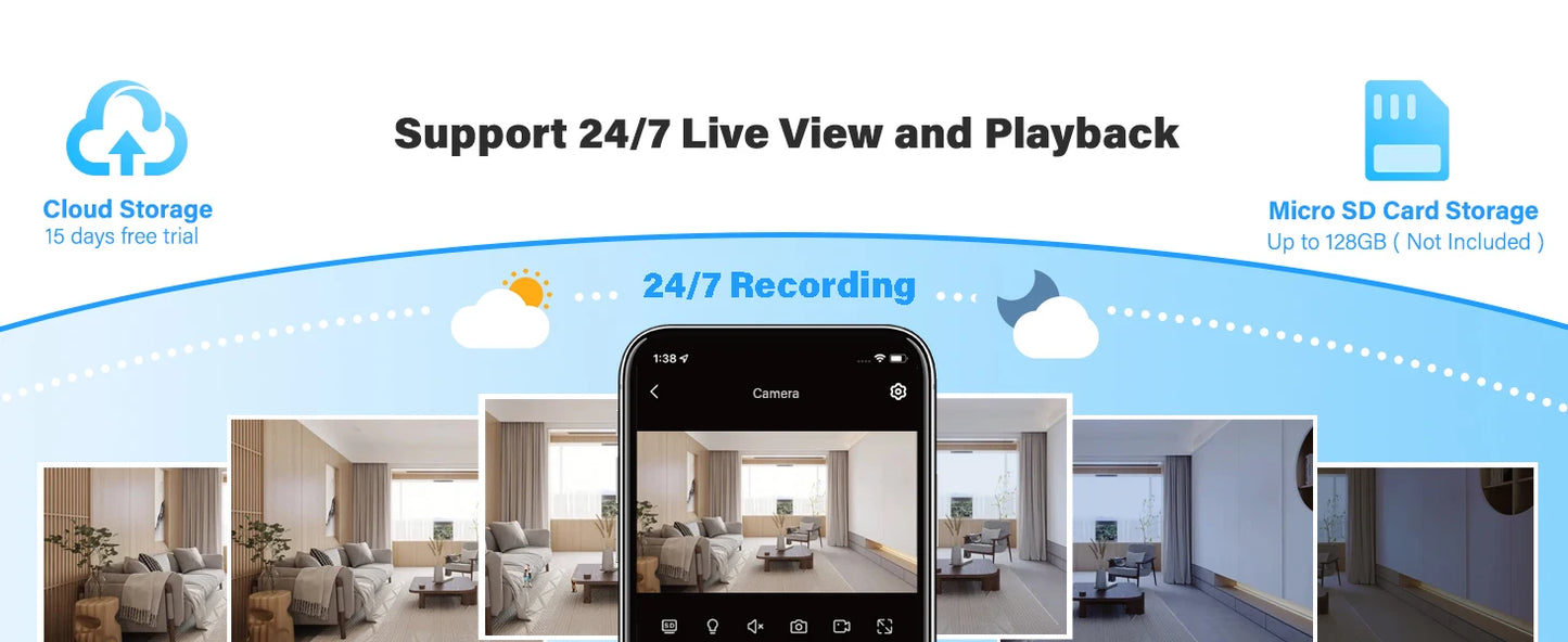 Outdoor/Indoor Security Cameras HD Wireless WiFi/Pet Dog and Cat Camera for Home Security