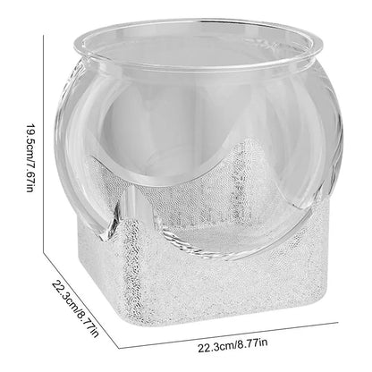 Ultra Clear Round Fish Bowl, Plastic Removable Desktop, Small Aquarium Tabletop Ornament