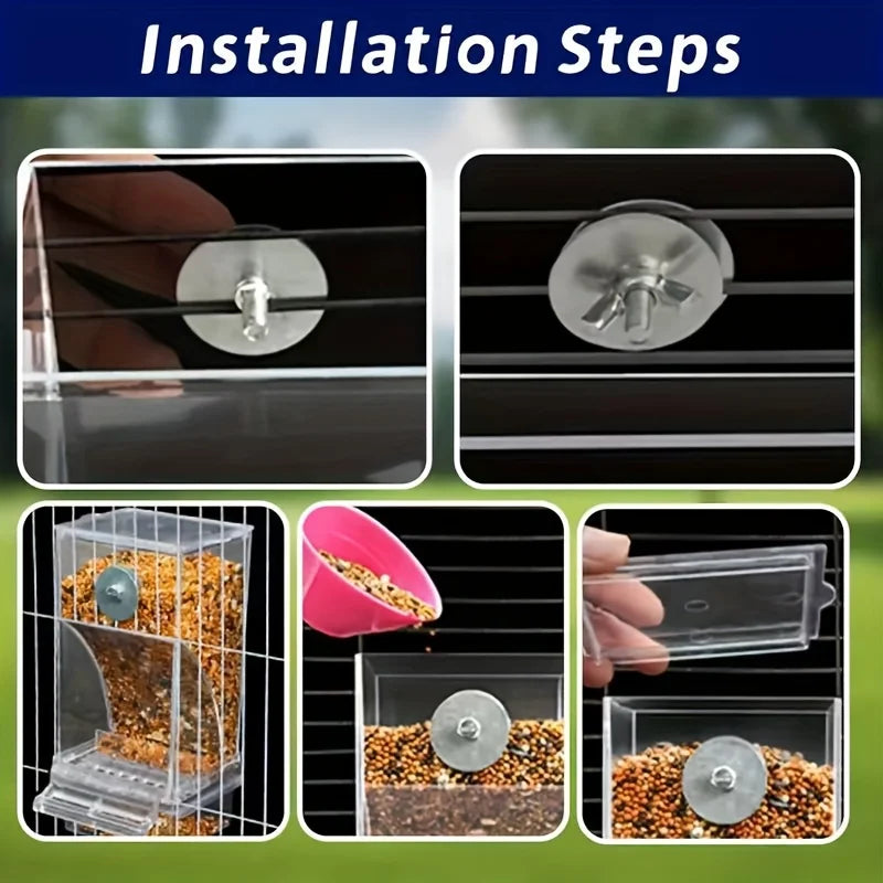 Transparent Automatic Bird Feeder, Anti Splash, Outside Parrot Feeder