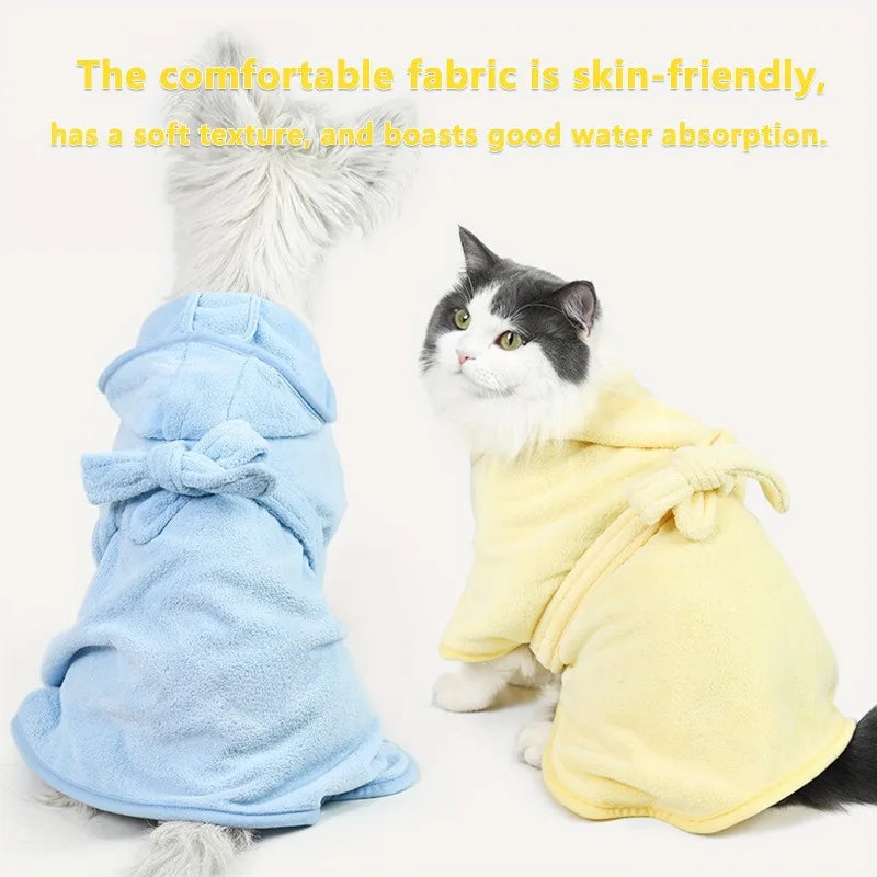 Quick Drying Soft Pet Bath Towel Robe Absorbent Soft Pet Bathrobe Dog Bath Towel for Small Medium Dogs and Cats