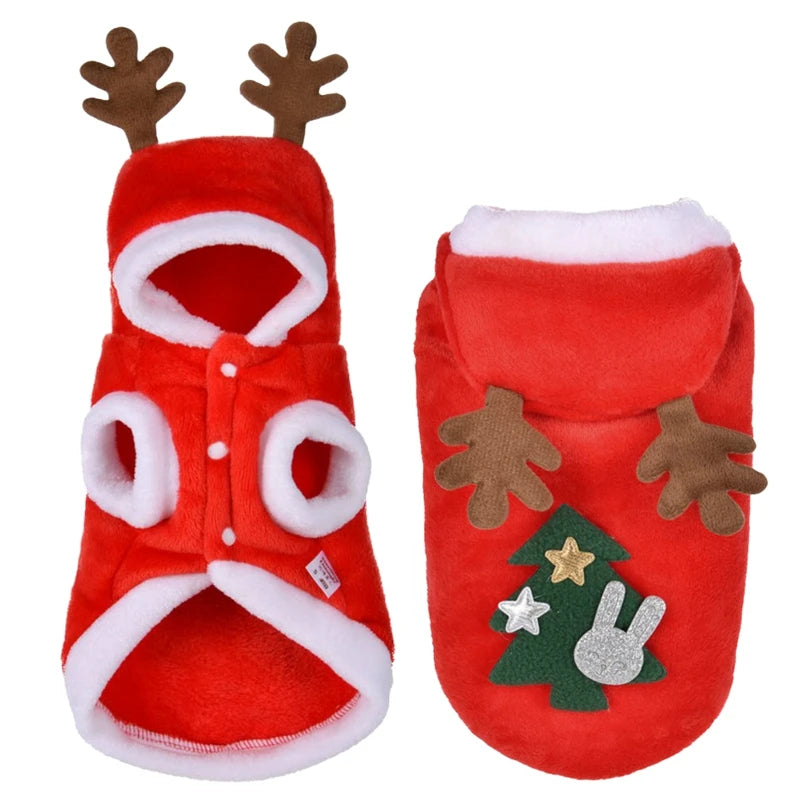 Hooded Christmas Jumpsuit for Dogs