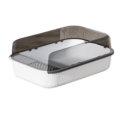 Semi-Enclosed Litter Box, Splashproof  with Enclosed Sandbox