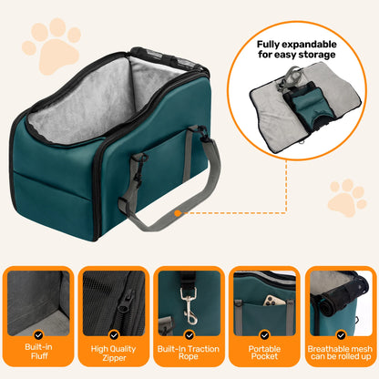 Removable and Washable Car Comfortable Pet Seat for Small Dogs and Cats - Portable Center Console Travel Bed