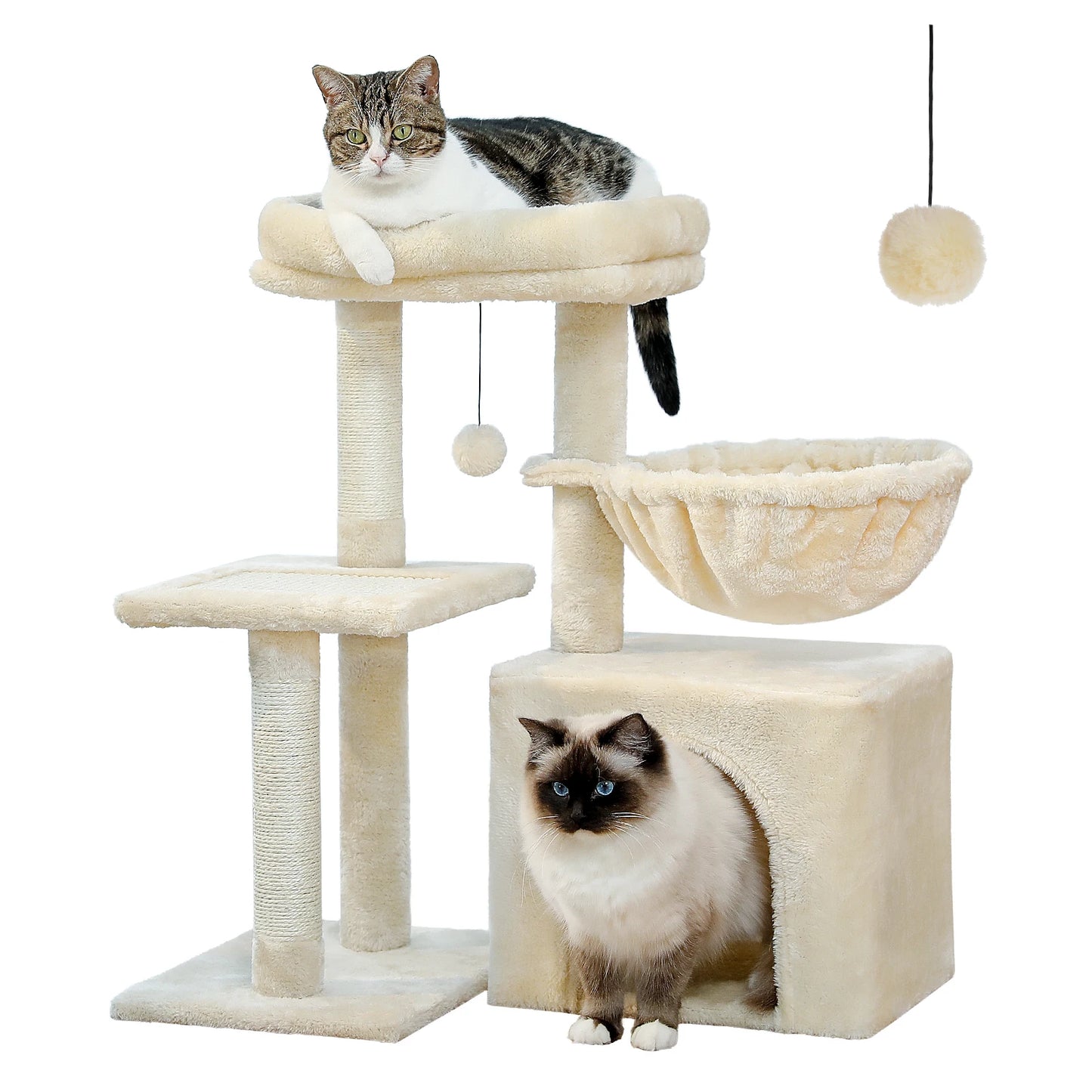 Cat tree and Tower for Indoor with Scratching Posts, Big Hammock, and Removable Top Perch.