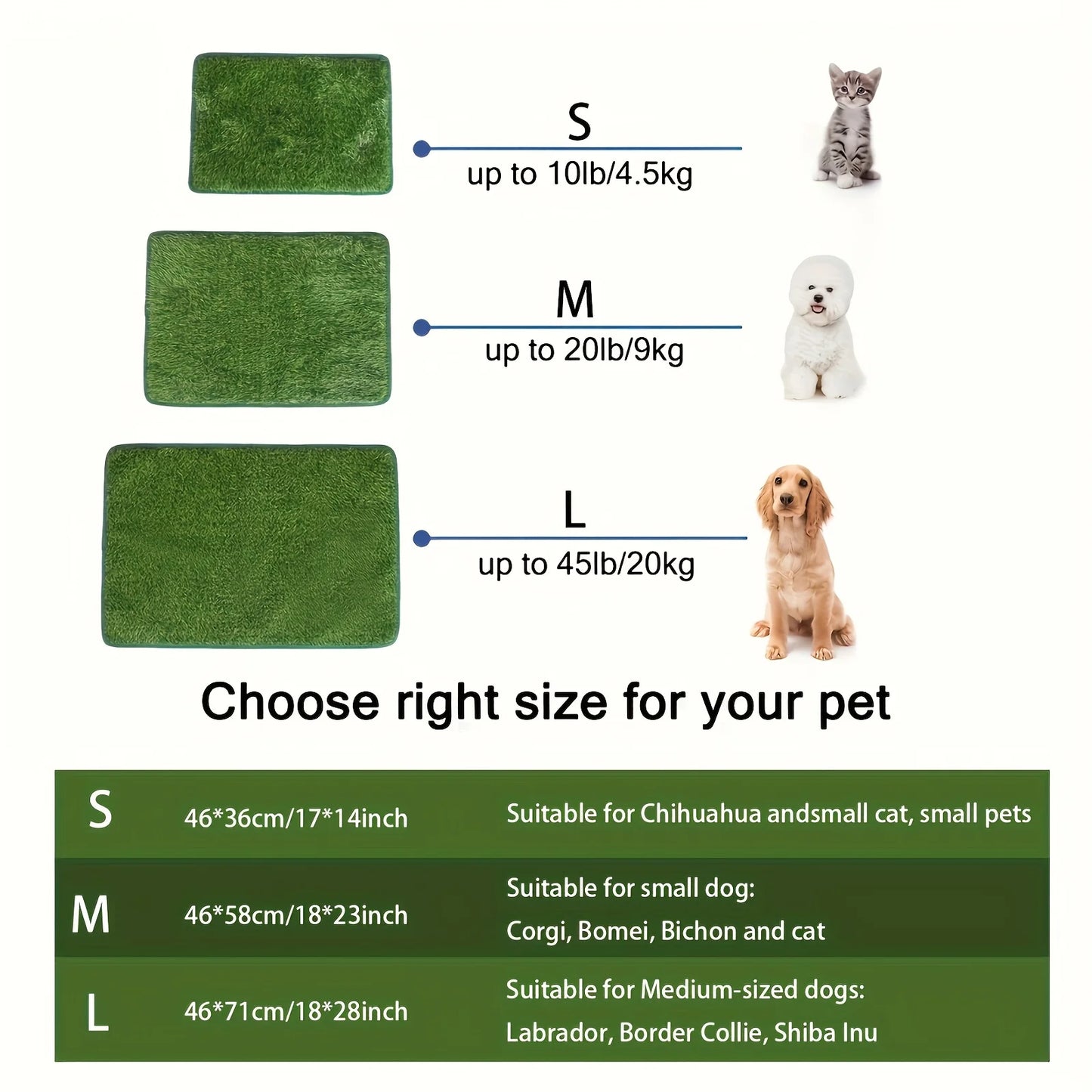 Simulation Lawn Dog Toilet, Training Mat Washable Pet Urine Mat, Dog Toilet Replacement, Pad Eco-Friendly Non-Slip