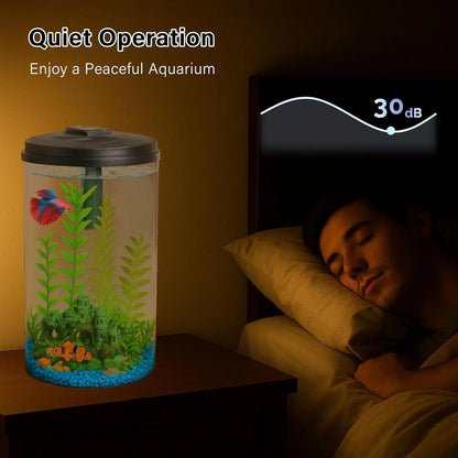 6-Gallon 360-Degree Aquarium Kit with LED Lights and Power Filter for Tropical Fish