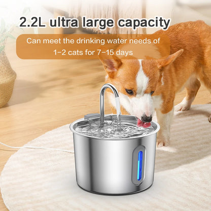 Cat Water Fountain, 75oz Stainless Steel Automatic Water Fountain with Filters Silent Pump for Cat Drinking, Pet Water Supplies