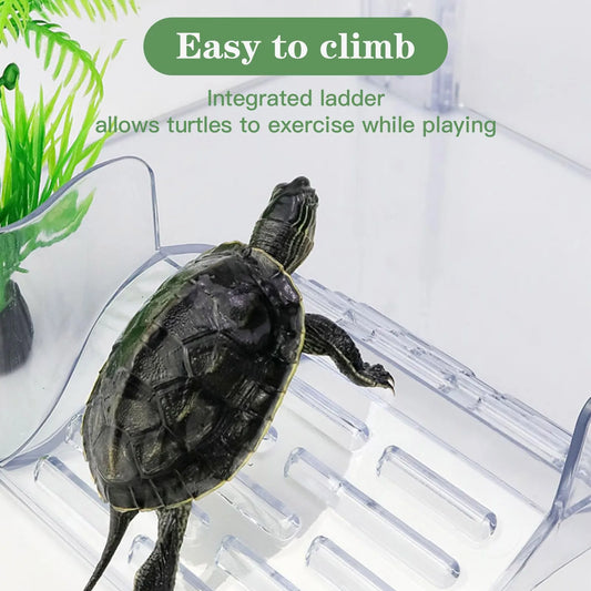 Floating Turtle Basking Platform, Transparent Perforated Climbing Platform with Wide Hook for Aquatic Turtles
