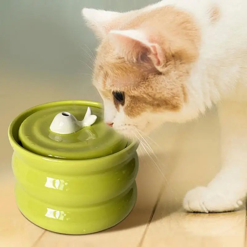 Cat Water Fountain 800ml Ceramic Automatic Low Noise Pet Drinker with Filter Small Dogs Water Dispenser Auto Drinking