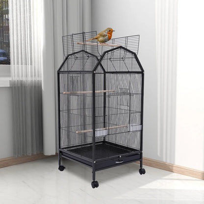 40-Inch Bird Cage with Open-Top and Rolling Stand,
