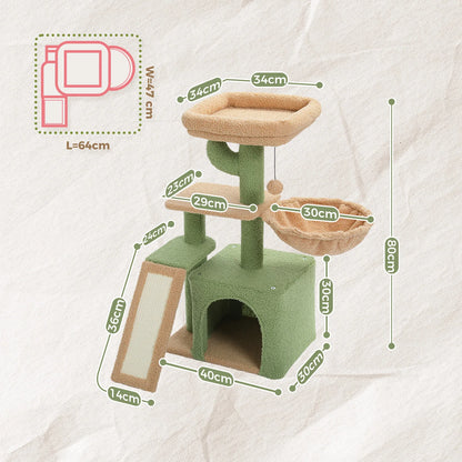 Cat tree and Tower for Indoor with Scratching Posts, Big Hammock, and Removable Top Perch.