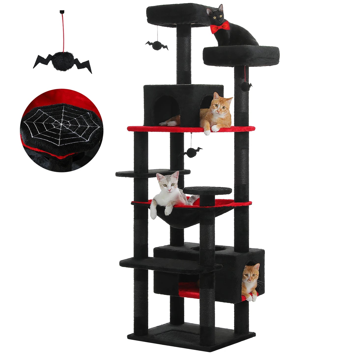 Large Cat Tree and Tower for Indoor Cats With Sisal-Covered Scratching Posts, Spacious Hammock, Padded Perches and Condos Cat Toys