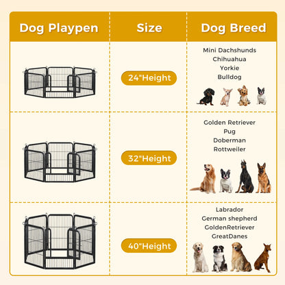 Dog Playpen with Door, Outdoor/Indoor Foldable Metal Pet Fence, Heavy Duty Puppy Exercise Pen for Yard, RV Camping,