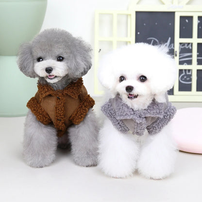 British Style Dog Jacket, Lamb Fleece Winter Dog Clothes for Small Dogs