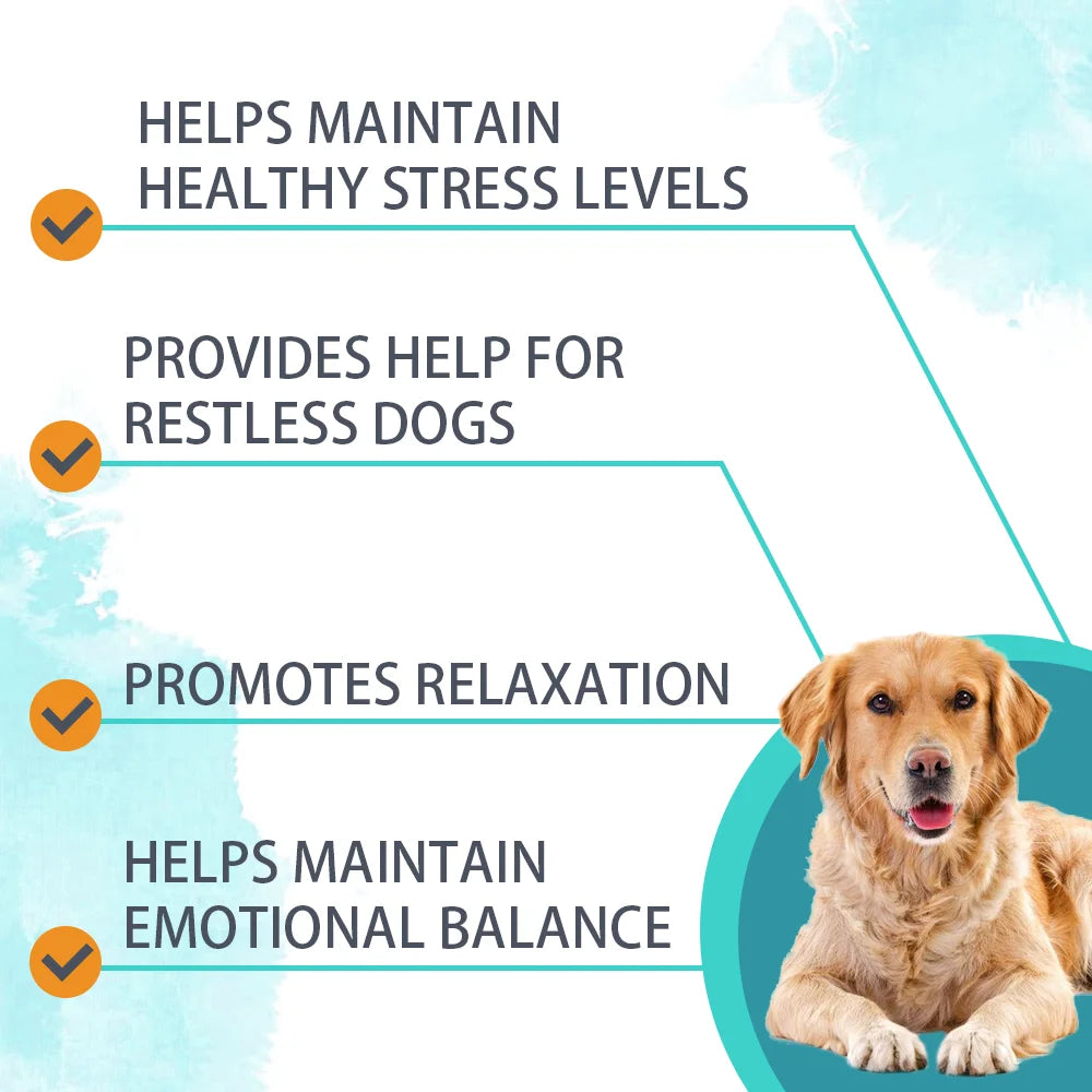 Dog Calming Supplement Powder Anxiety Relief Chamomile Powder for Dog Thunderstorm Separation Anxiety Soothes
