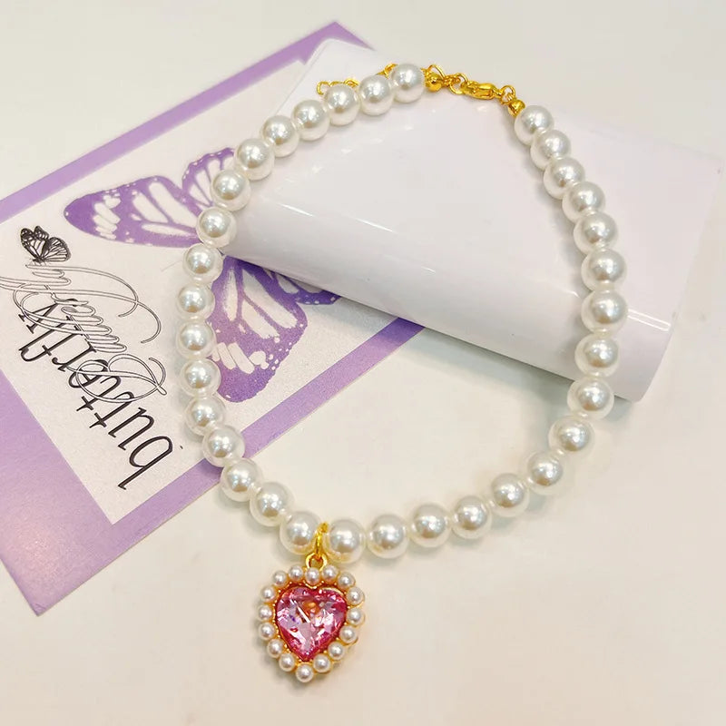 Adjustable Pet Pearl Necklace Accessories for Cats