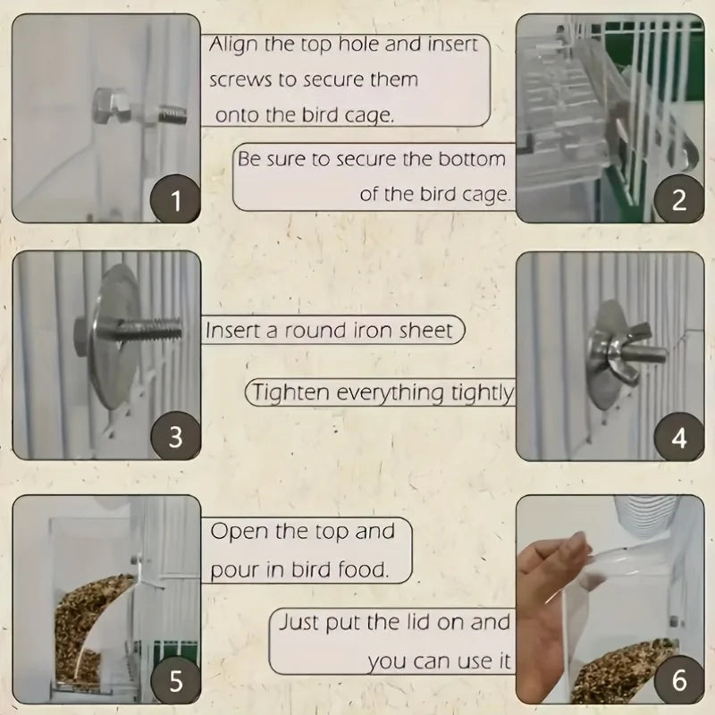 Transparent Automatic Bird Feeder, Anti Splash, Outside Parrot Feeder