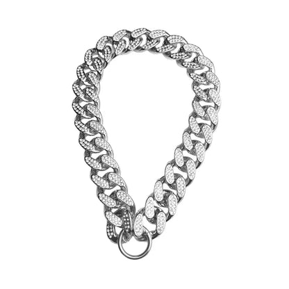 Plastic Dog Collar Chain, Diamond Inlay Sparkle Bulldog Necklace, Cat Collars, Pet Accessories, Small, Medium, Large Dogs, Golden