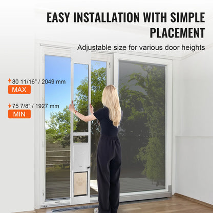 Dog Sliding Glass Door, Adjustable Height, Aluminum Frame, ,Tempered Glass Door