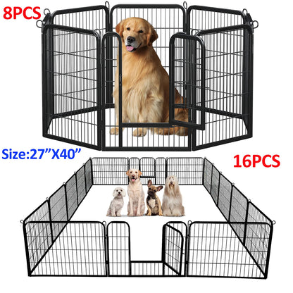 Dog Playpen with Door, Outdoor/Indoor Foldable Metal Pet Fence, Heavy Duty Puppy Exercise Pen for Yard, RV Camping,