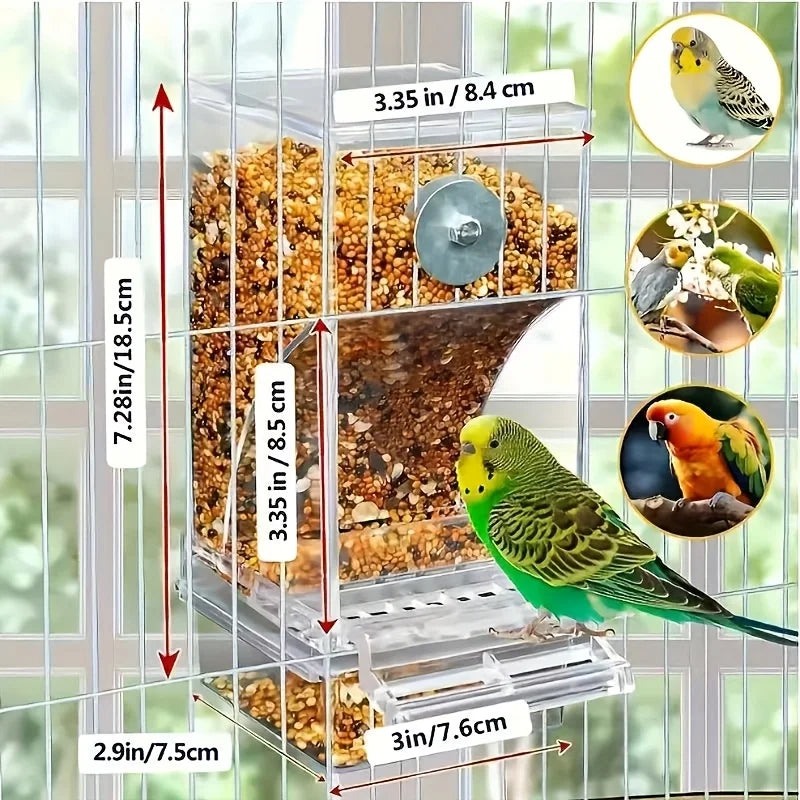 Transparent Automatic Bird Feeder, Anti Splash, Outside Parrot Feeder