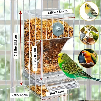 Transparent Automatic Bird Feeder, Anti Splash, Outside Parrot Feeder