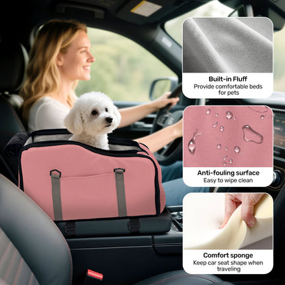 Removable and Washable Car Comfortable Pet Seat for Small Dogs and Cats - Portable Center Console Travel Bed
