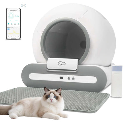 Self-Cleaning Cat Litter Box. ONLY Supports 2.4G WiFi w/Litter Mat&Trash Bags, Fit for Tofu & Mixed Litter