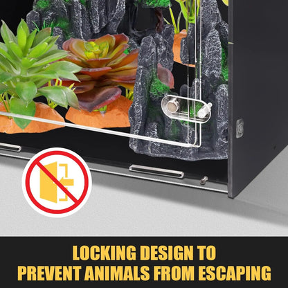 16x16x25 Acrylic Reptile Terrarium with Ventilation for Geckos, Snakes & Chameleons - Dark Habitat
