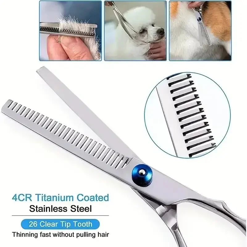 Ambidextrous Pet Safe Scissors, Stainless Steel Dog Grooming Shears with round Head for Precision Trimming