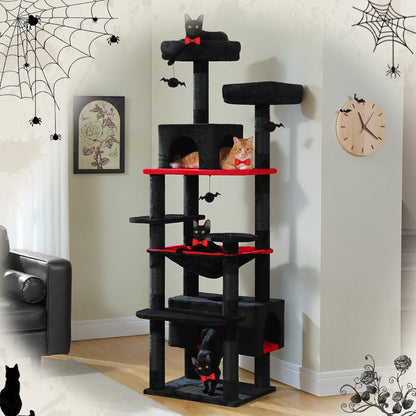 Large Cat Tree and Tower for Indoor Cats With Sisal-Covered Scratching Posts, Spacious Hammock, Padded Perches and Condos Cat Toys