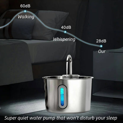Cat Water Fountain, 75oz Stainless Steel Automatic Water Fountain with Filters Silent Pump for Cat Drinking, Pet Water Supplies